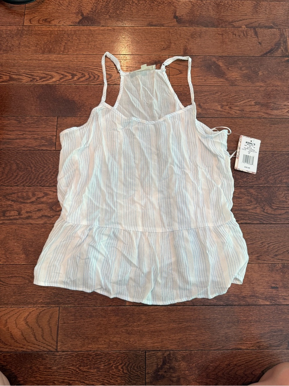 Kohl's Light Blue and White Striped Women's Camisole